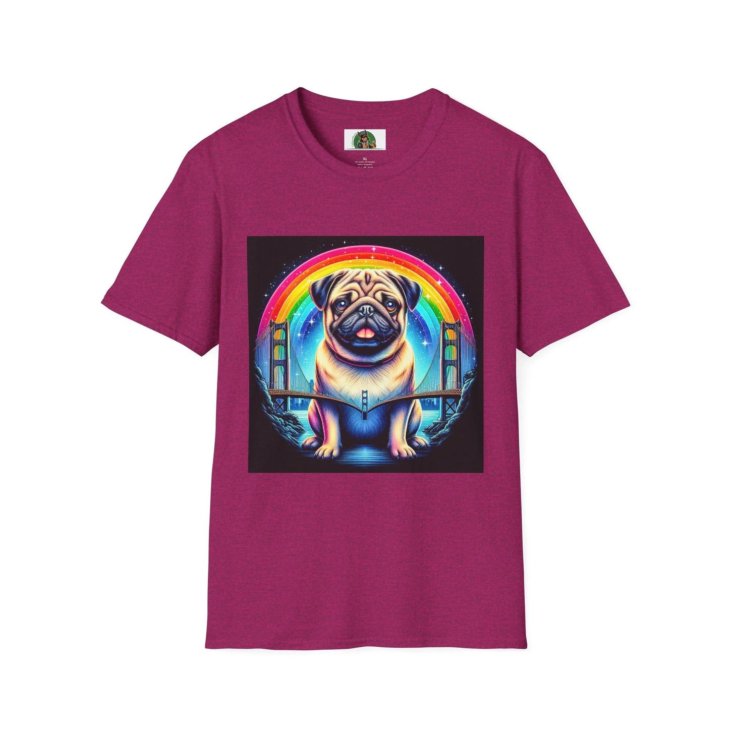 Pug Rainbow T-Shirt T-Shirt Printify S Antique Heliconia