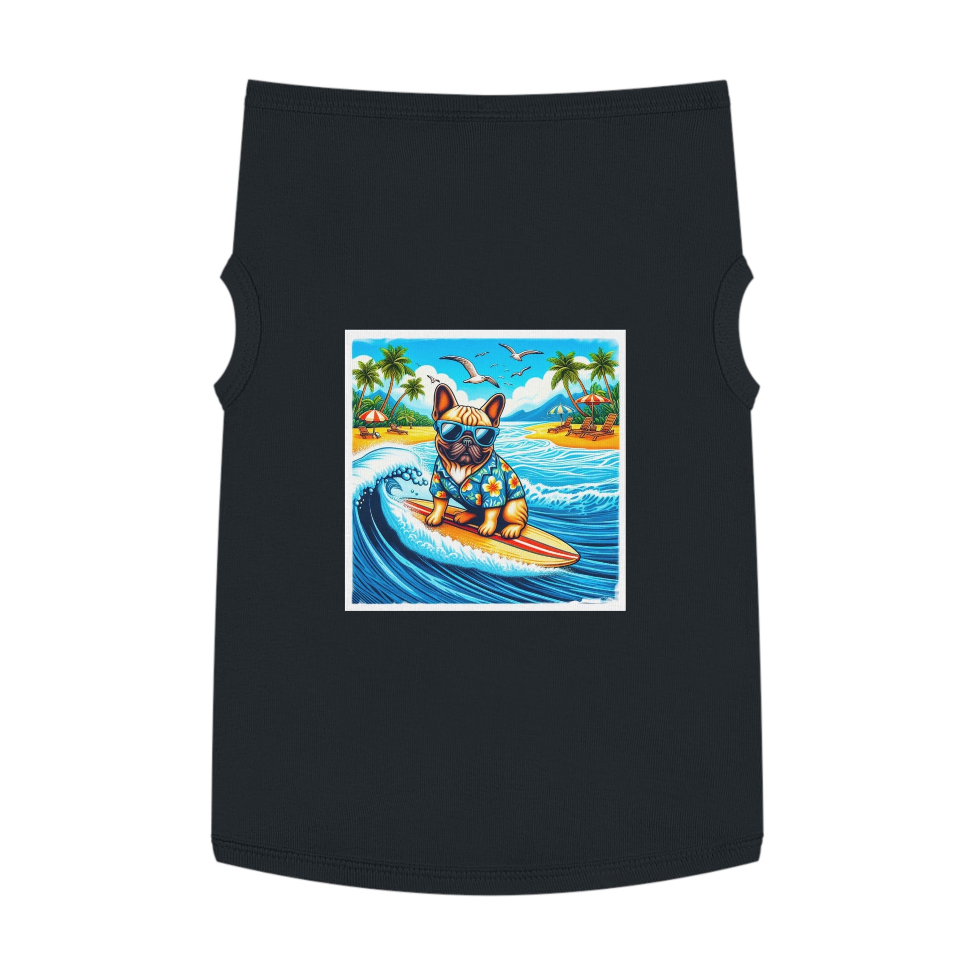 Pet Tank Top French Bulldog blue waves t shirt Pets Printify