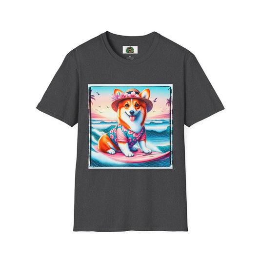 Pembroke Welsh Corgi girl surfer shirt T-Shirt Printify XS Dark Heather