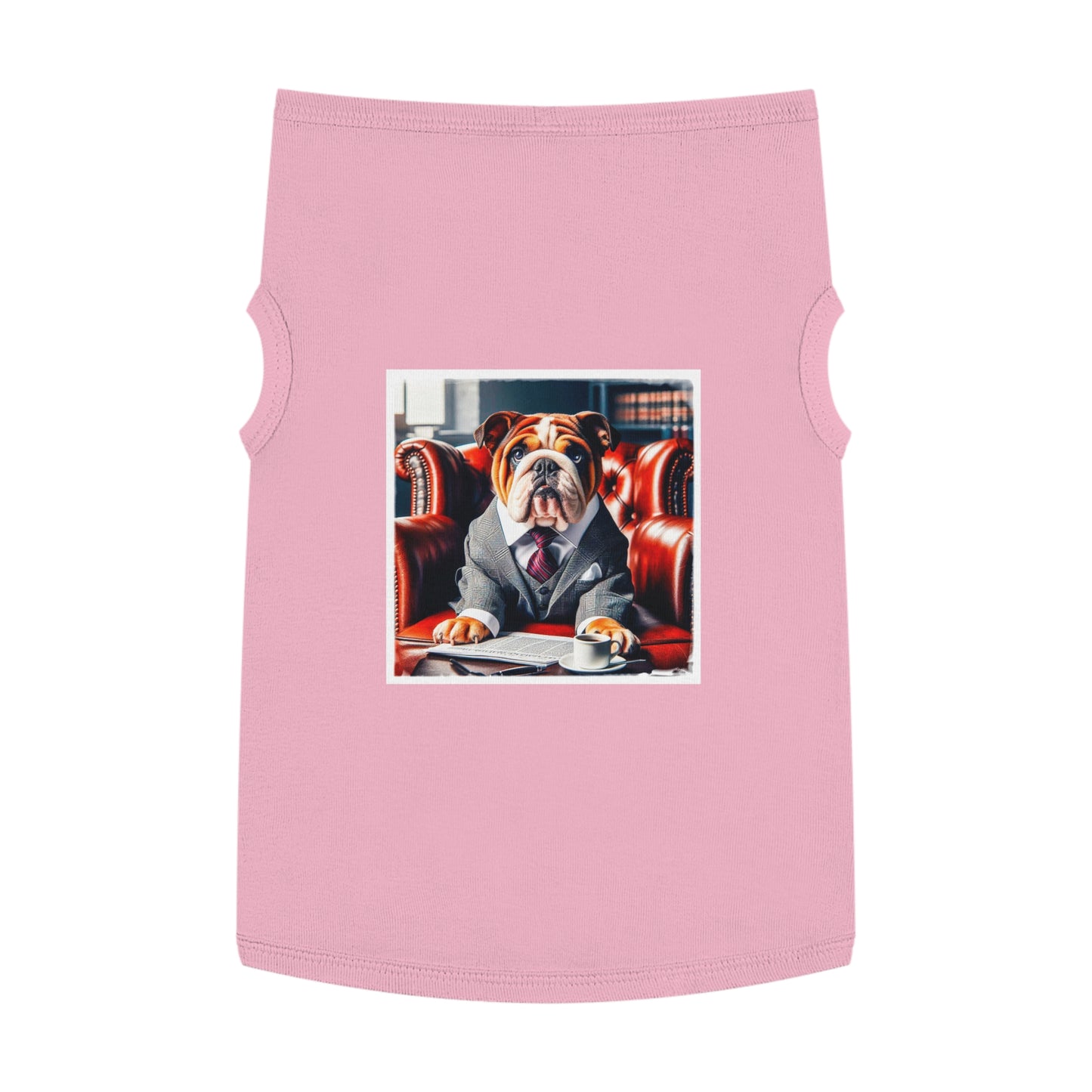 Pet Tank Top Bulldog sitting business man t shirt Pets Printify XL Pink
