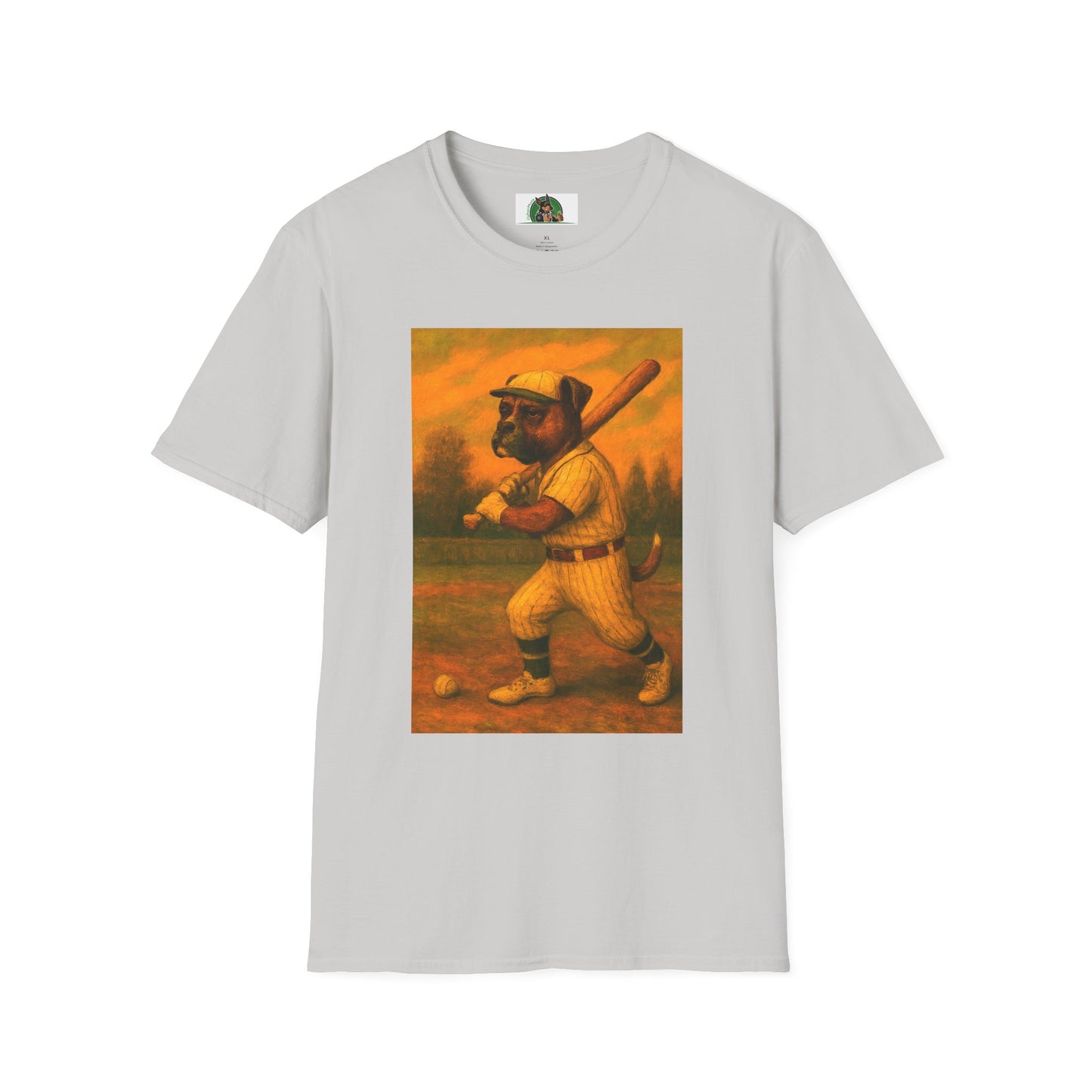 Boxer Puppy Dogs Unisex T-Shirt - Baseball Sports Theme T-Shirt Printify Ice Grey S