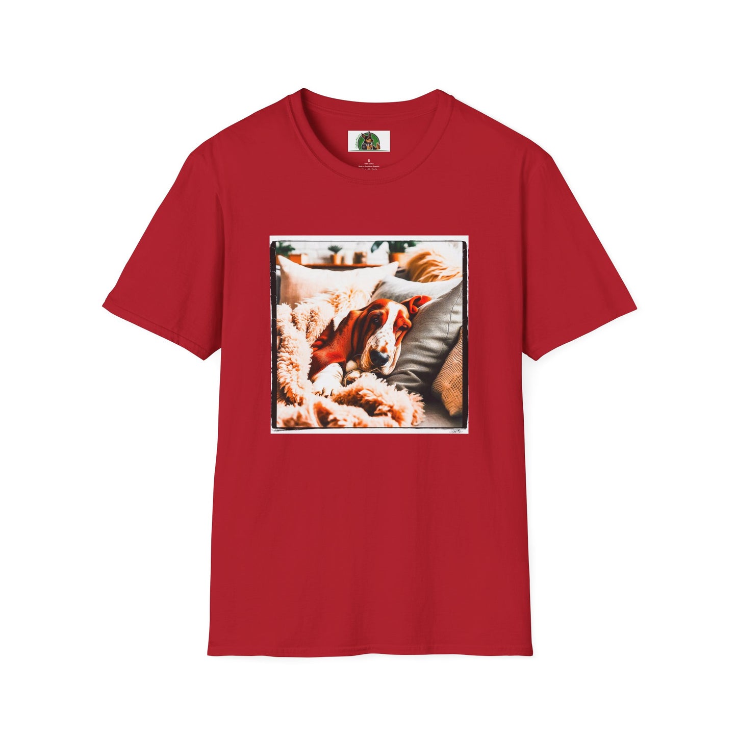 Basset Hound Sleeping In Blanket T-Shirt Printify S Cherry Red