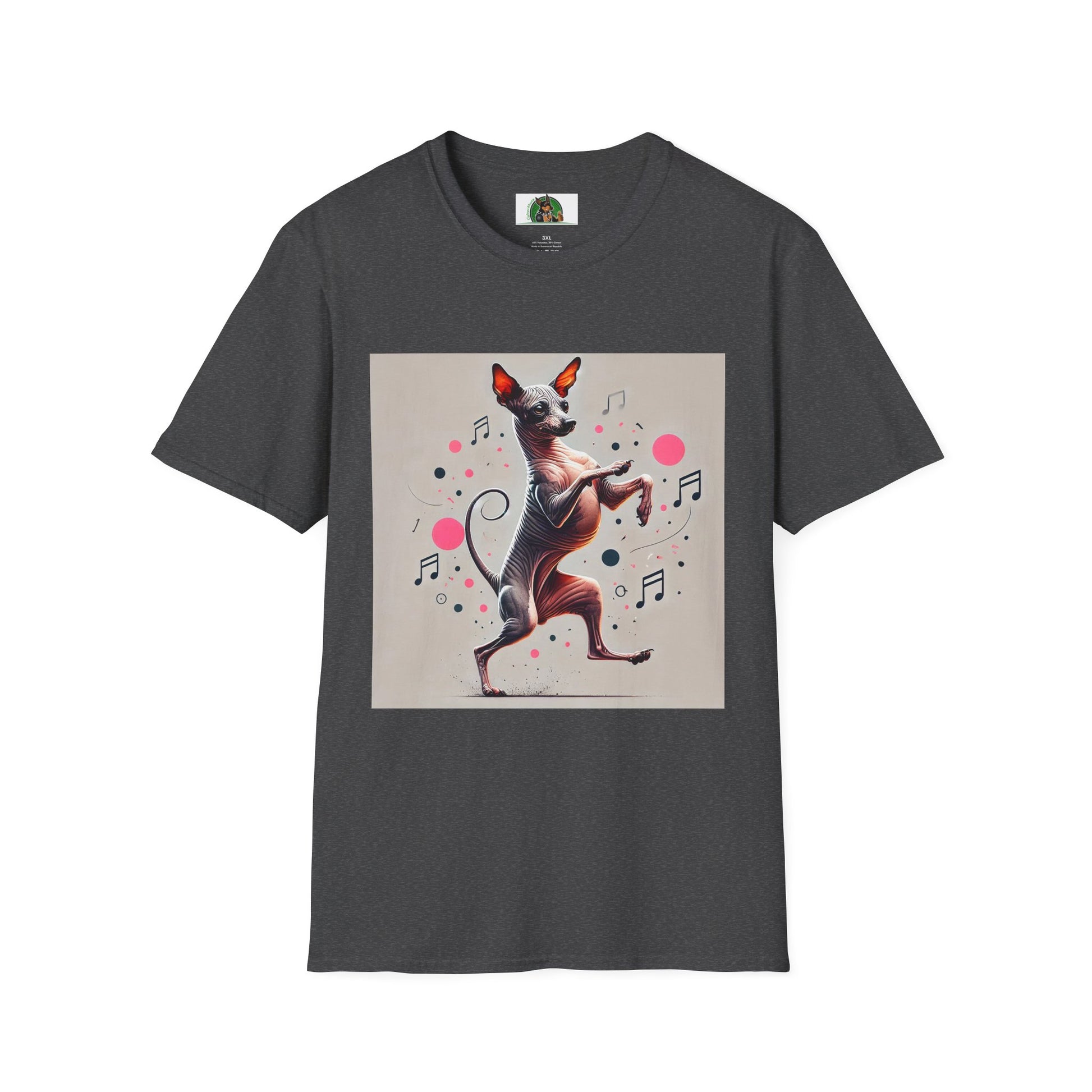 Mexican Hairless Dancing Dog T-Shirt T-Shirt Printify XS Dark Heather