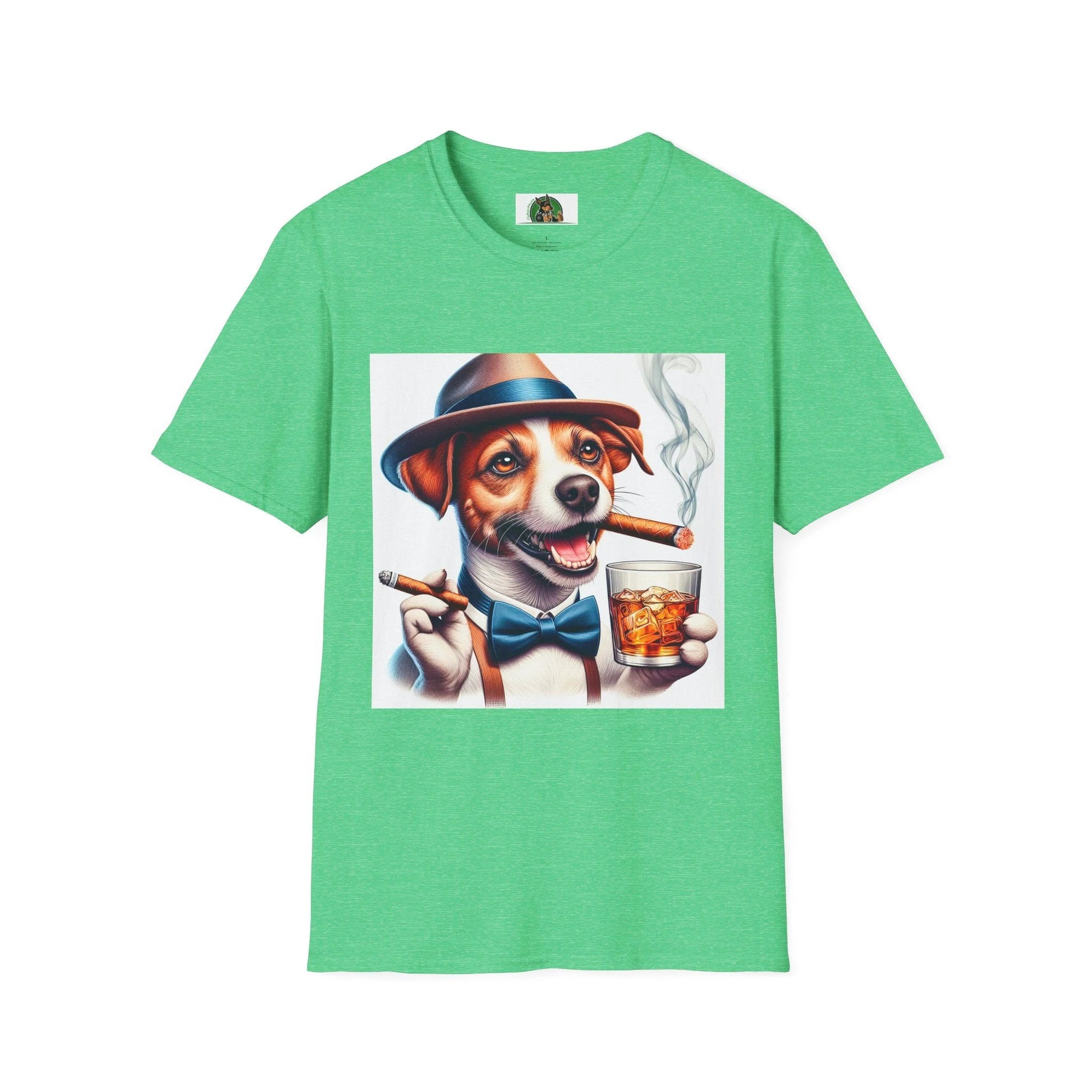 Jack Russell Stogey Whiskey T-Shirt Printify S Heather Irish Green