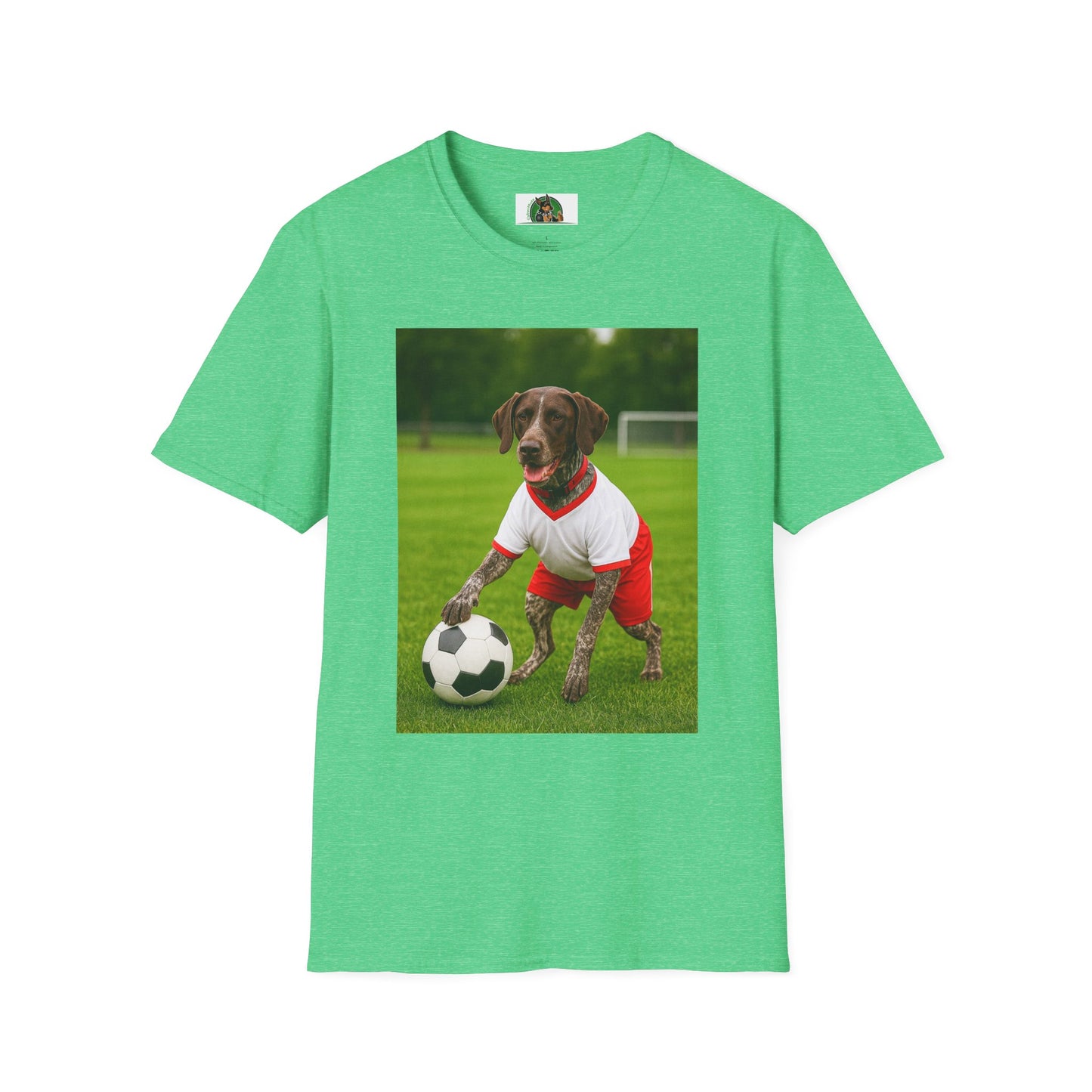 Soccer Sports German Shorthair T-Shirt T-Shirt Printify Heather Irish Green S