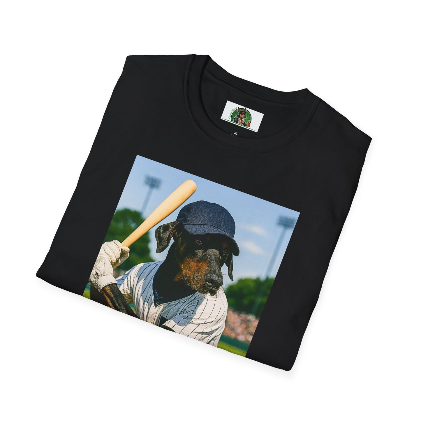 Baseball Doberman Sports T-Shirt T-Shirt Printify