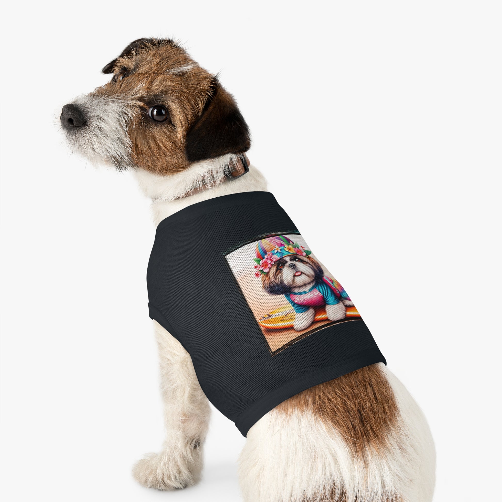 Pet Tank Top Shih Tzu surfer puppy Pets Printify