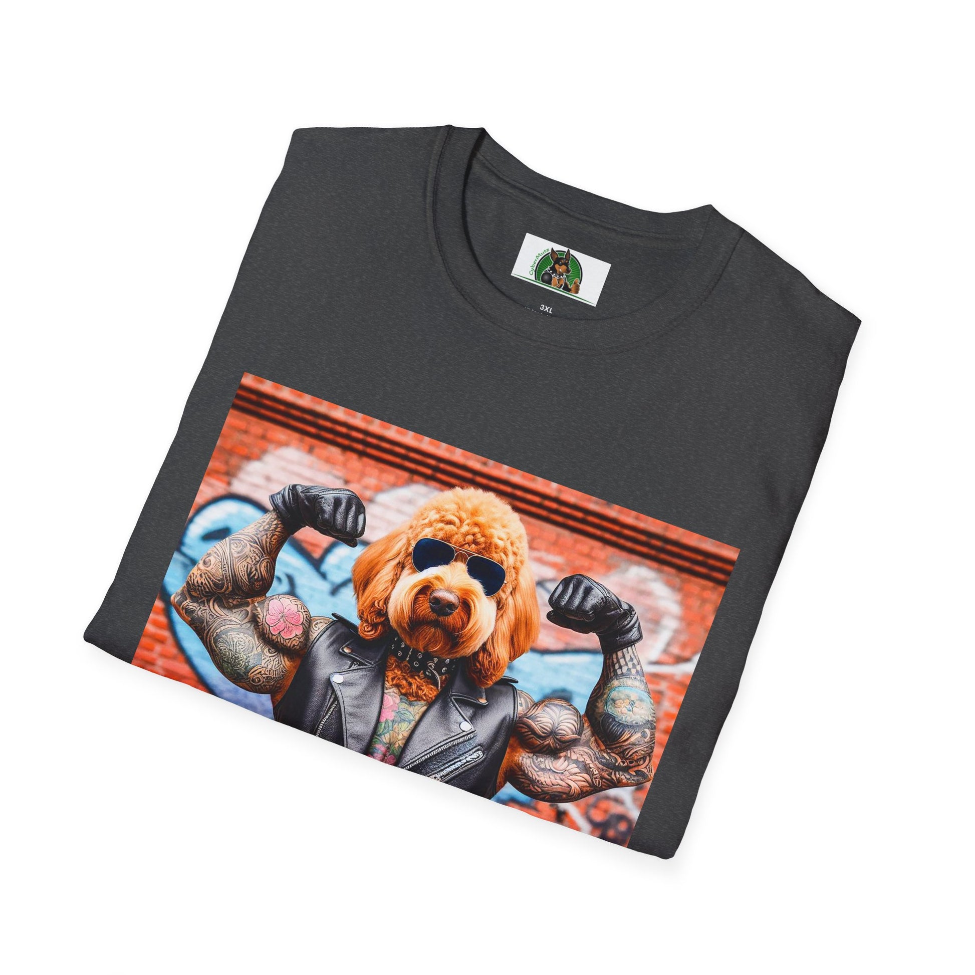 Golden Doodle muscles man t shirt T-Shirt Printify