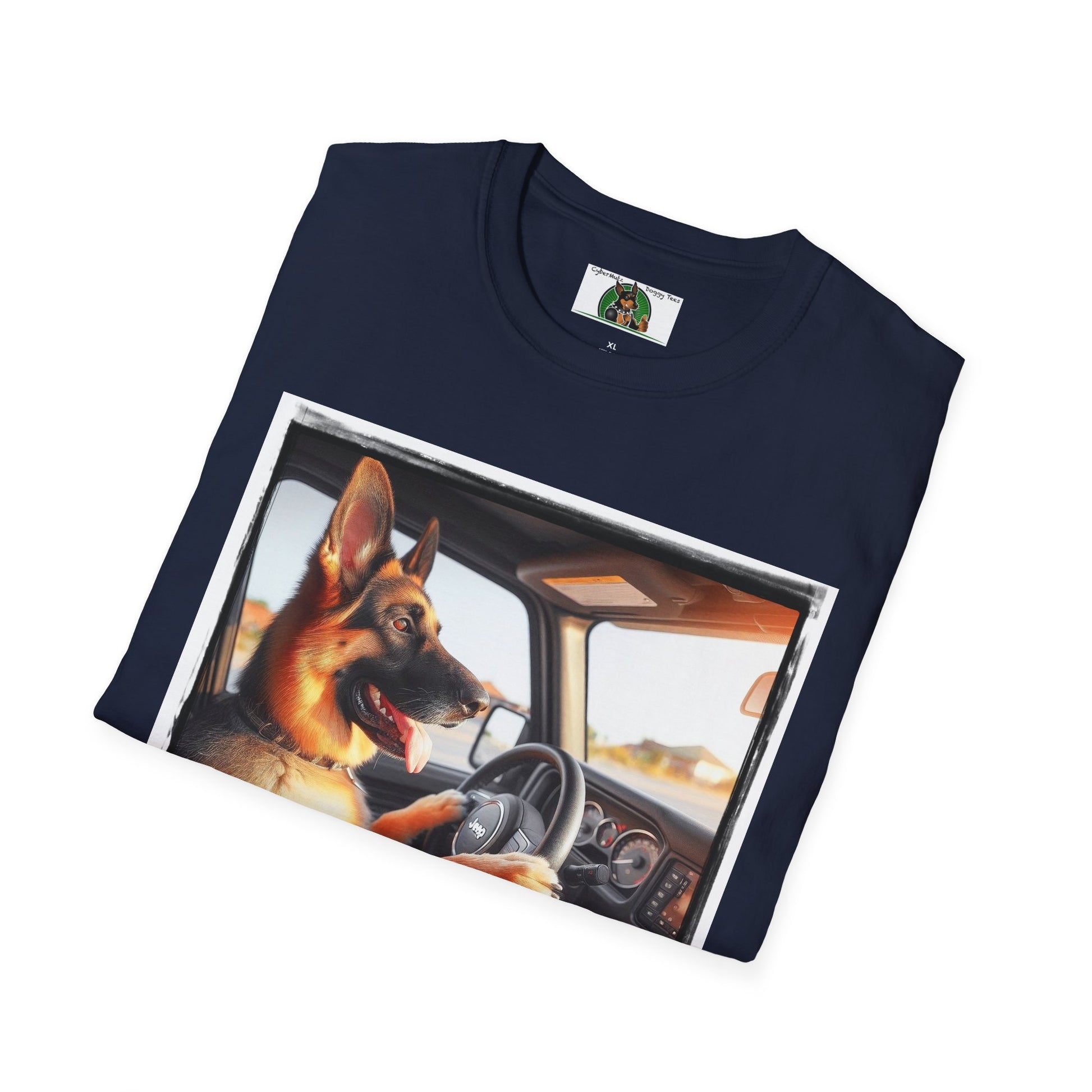 German Shepherd Dog Off-Roader Unisex Softstyle T-Shirt T-Shirt Printify