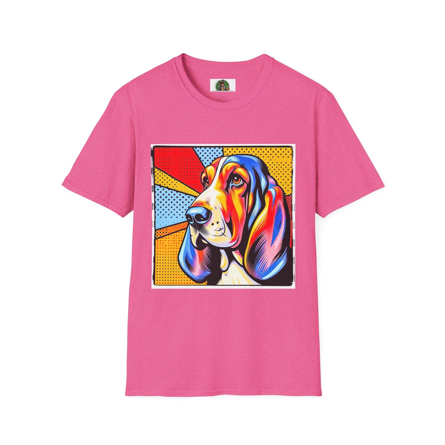 Basset Hound Profile Pop Art Pic T-Shirt Printify S Heather Heliconia 