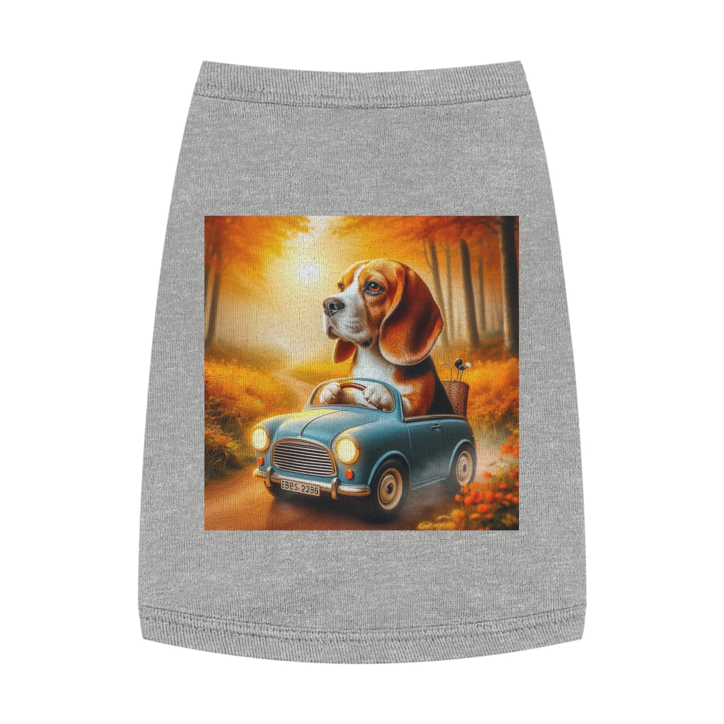 Pet Tank Top Wacky Beagle Dog In Tiny Car Pets Printify M Heather 