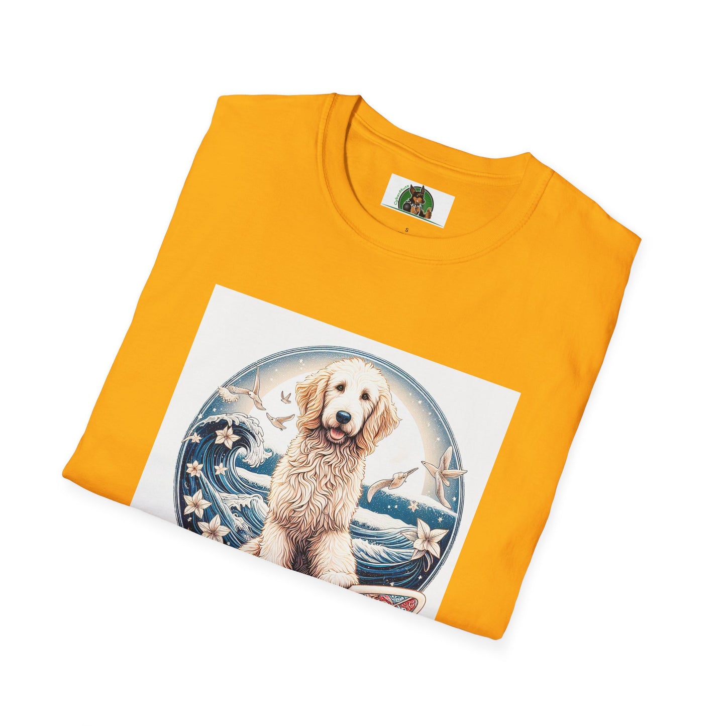 Golden Doodle flowery waves t shirt