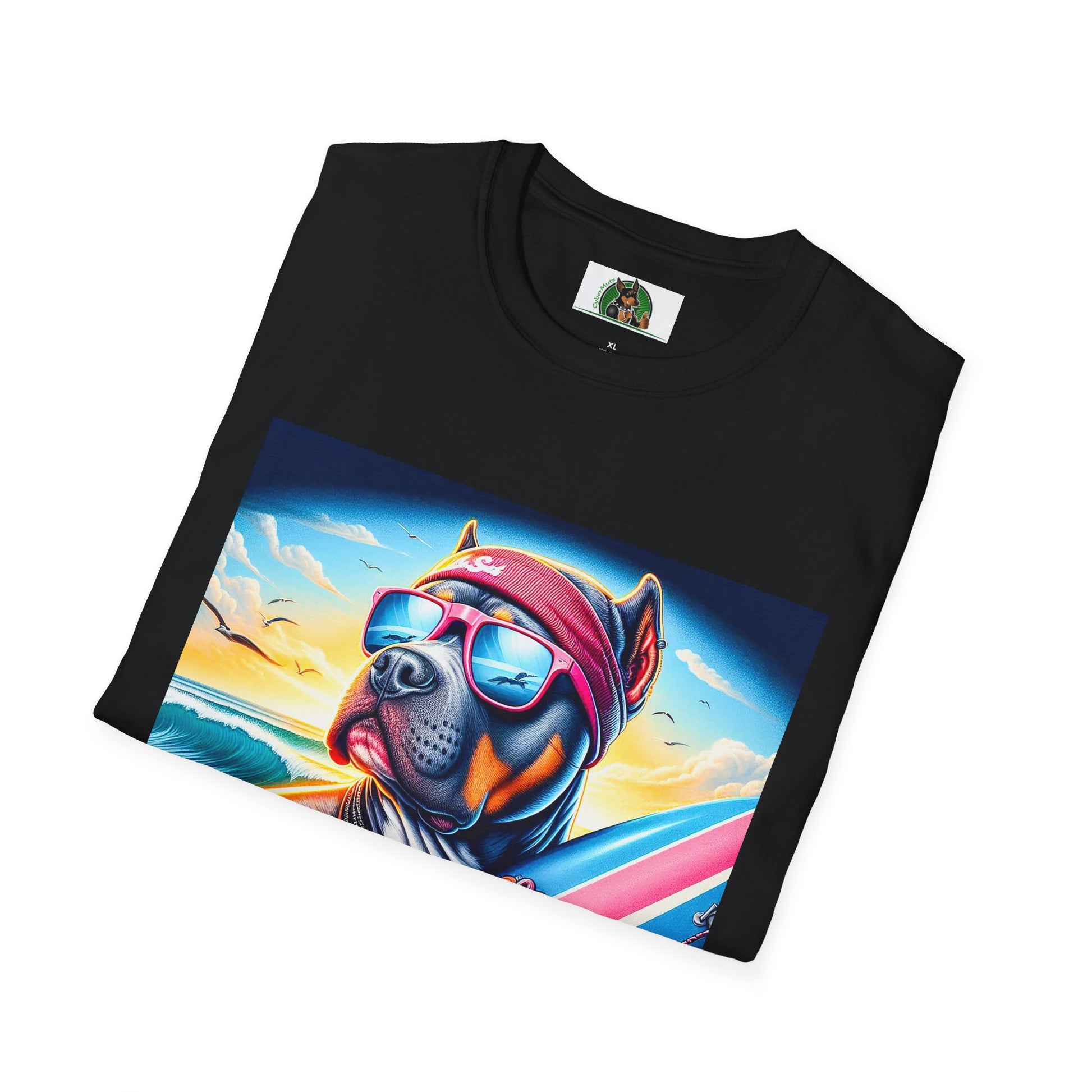 Pit Bull doggie surfer shirt T-Shirt Printify