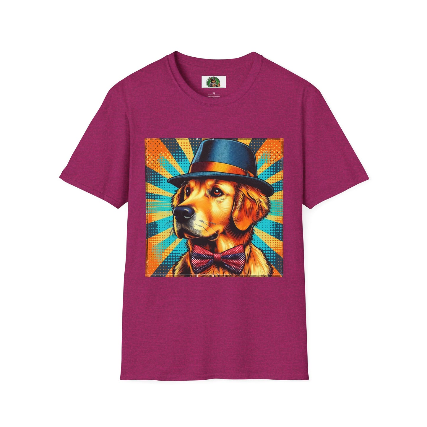 Golden Retriever fun top hat shirt T-Shirt Printify S Antique Heliconia