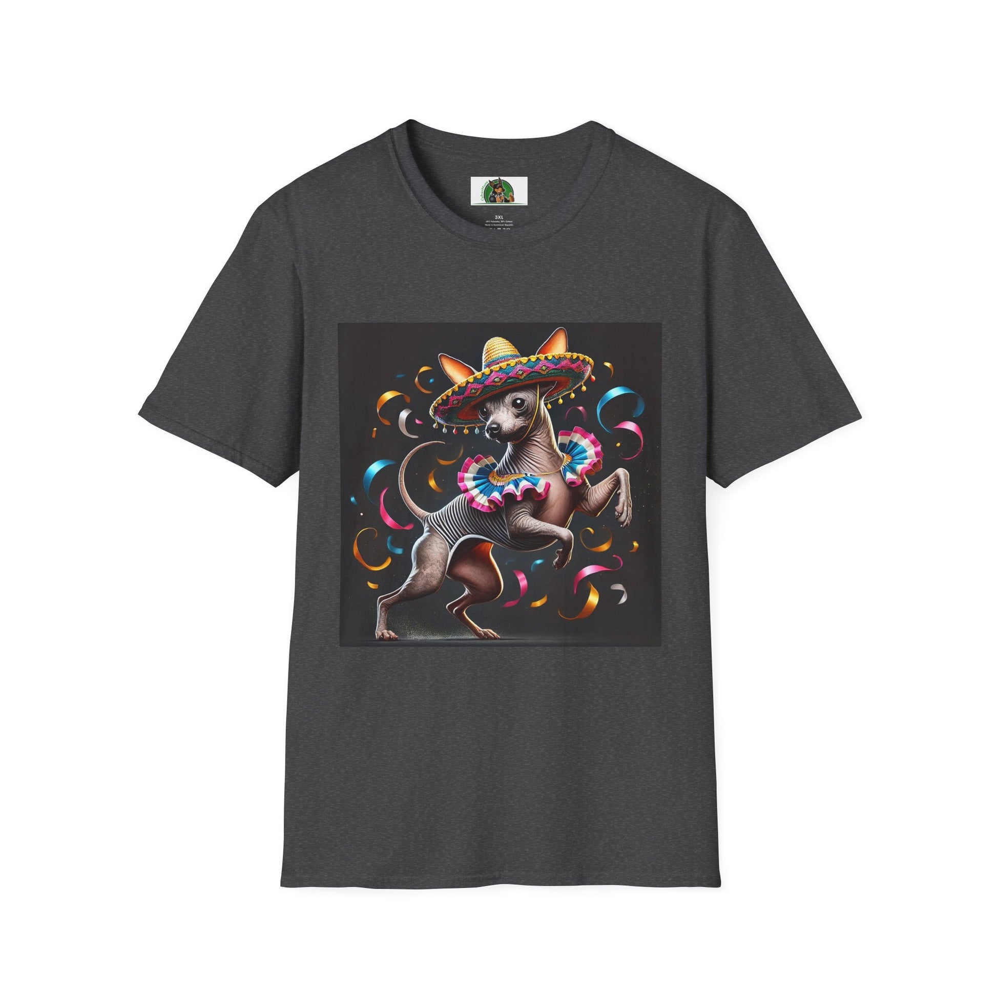 Mexican Hairless Dancing Dog T-Shirt T-Shirt Printify XS Dark Heather