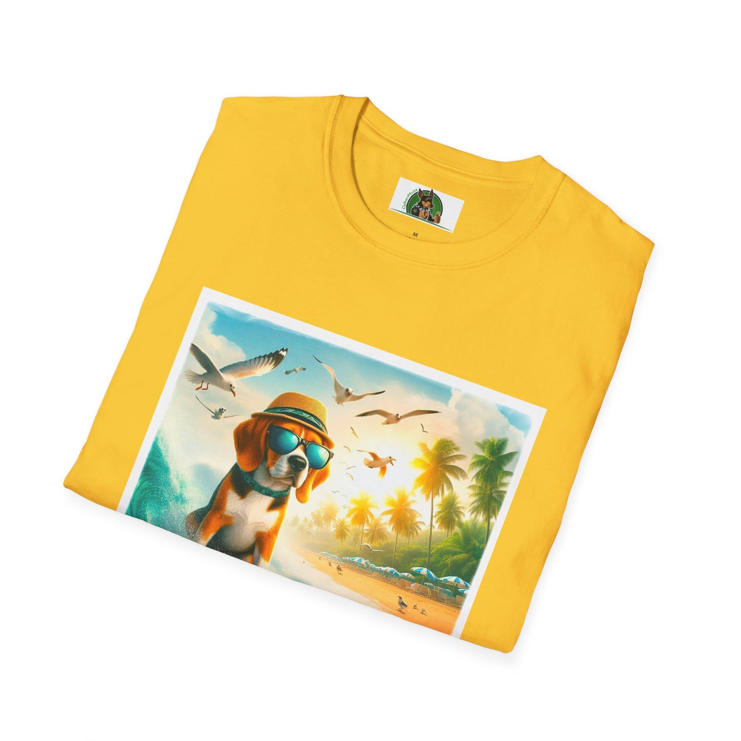 Beagle Surfing Wearing Hat And Shades T-Shirt Printify   