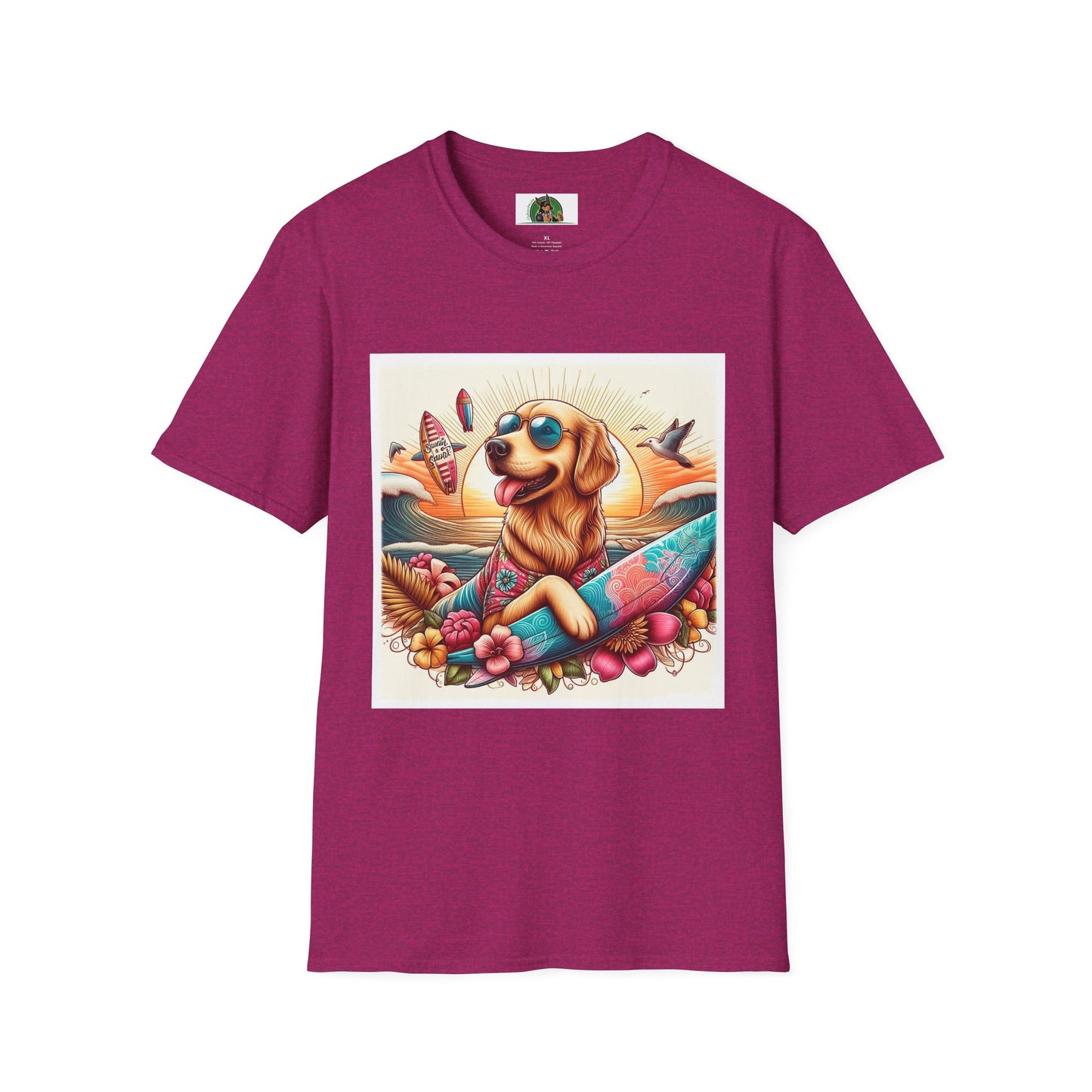 Golden Retriever T-Shirt Printify S Antique Heliconia