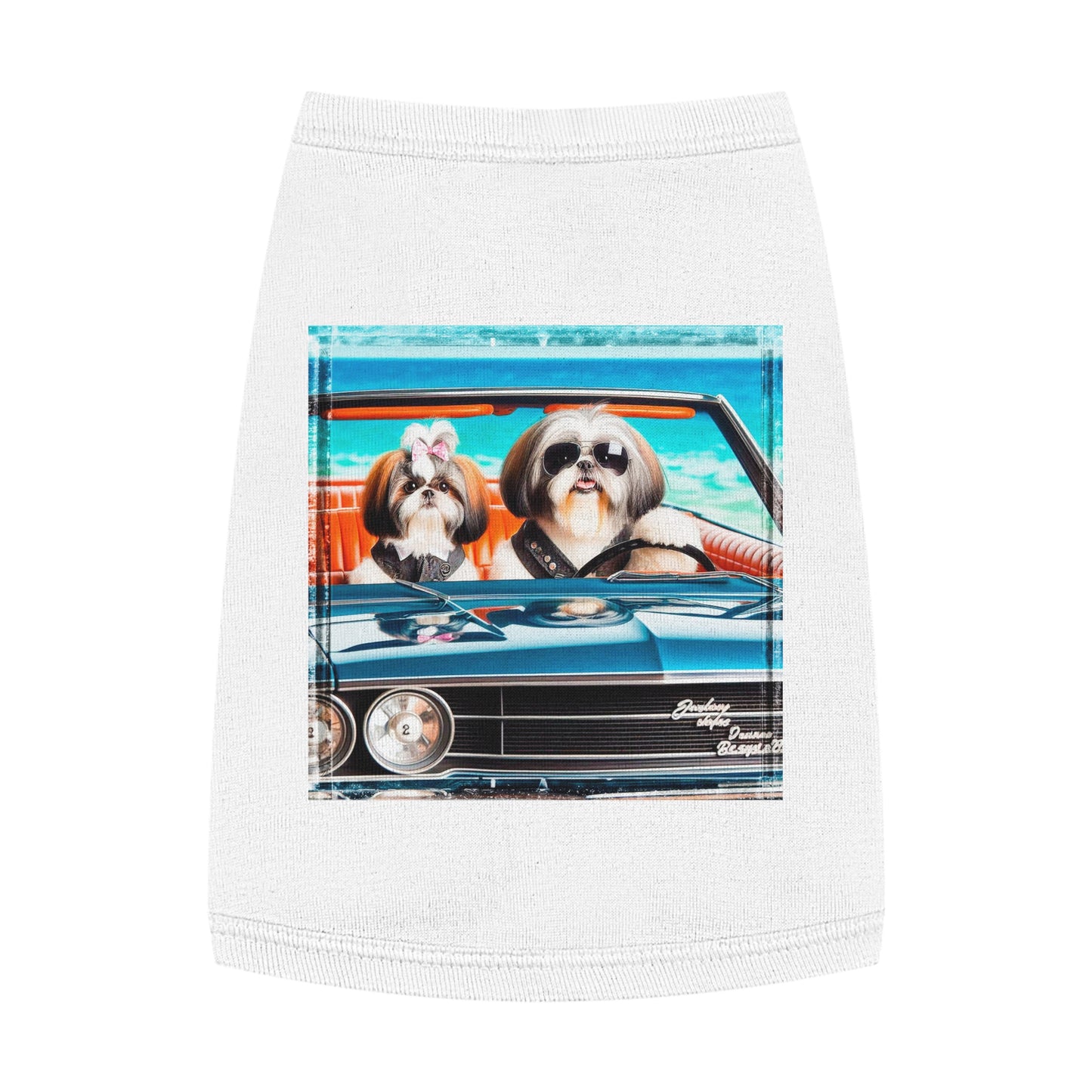 Pet Tank Top Shih Tzu frirbfs Driving Pets Printify M White