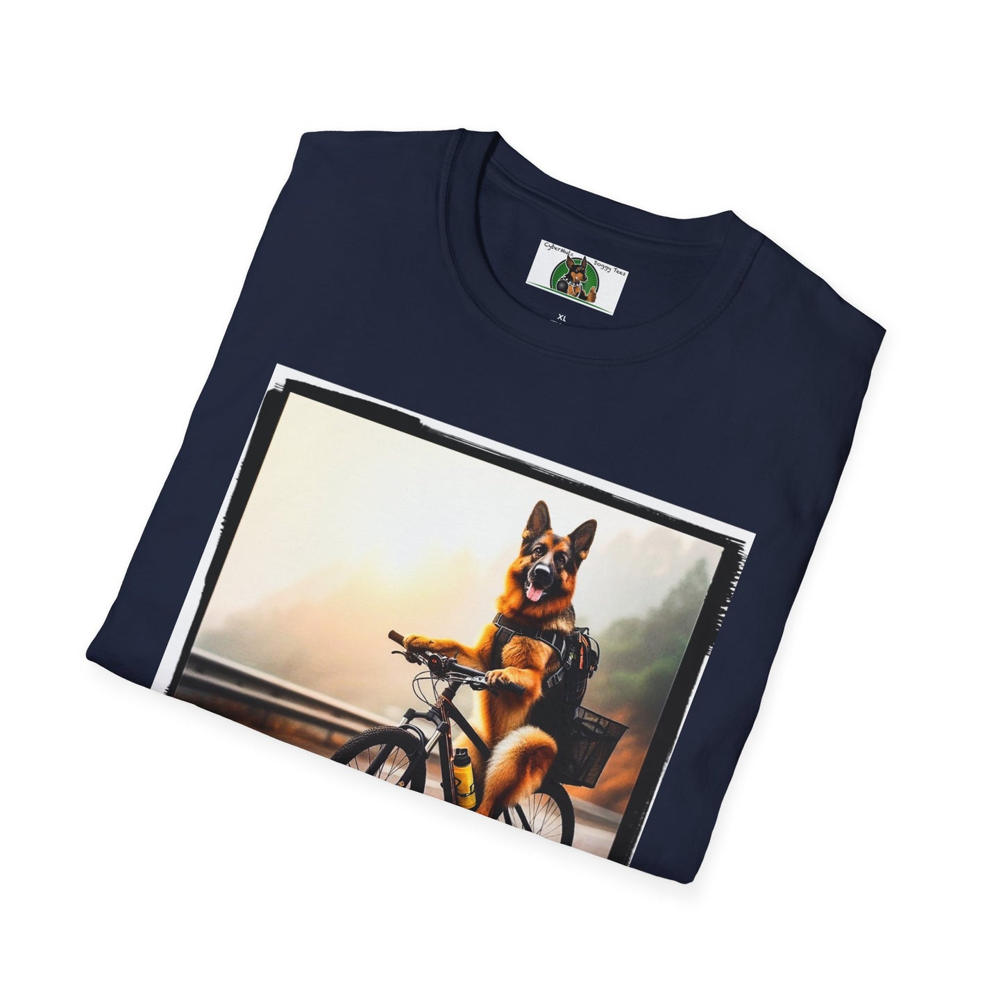 Road Bike German Shepherd Unisex Softstyle T-Shirt