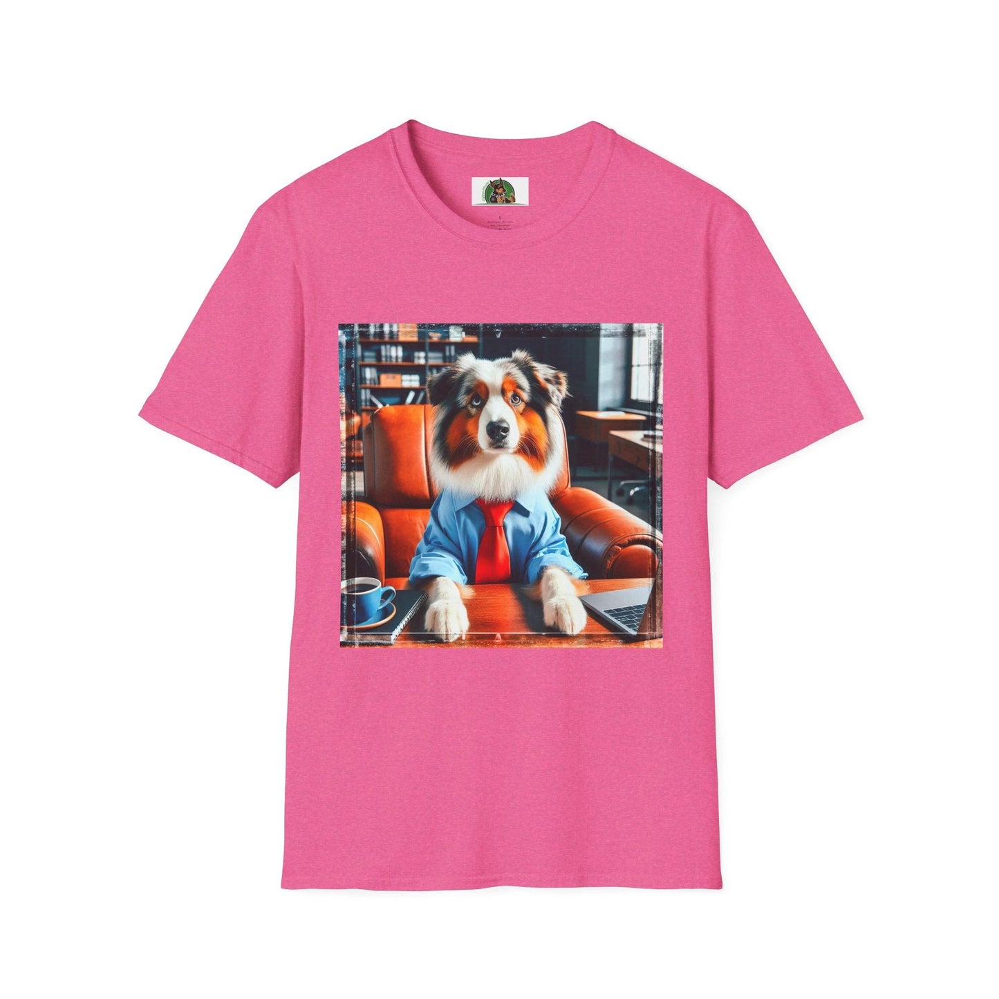 Australian Shepherd Boss Dog T-Shirt Printify S Heather Heliconia