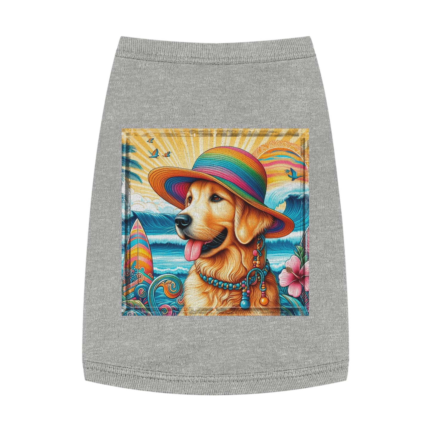 Golden Retriever pet tank top Pets Printify M Heather 