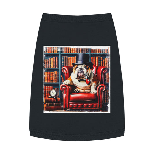 Pet Tank Top Bulldog pipe smoking t shirt Pets Printify M Black