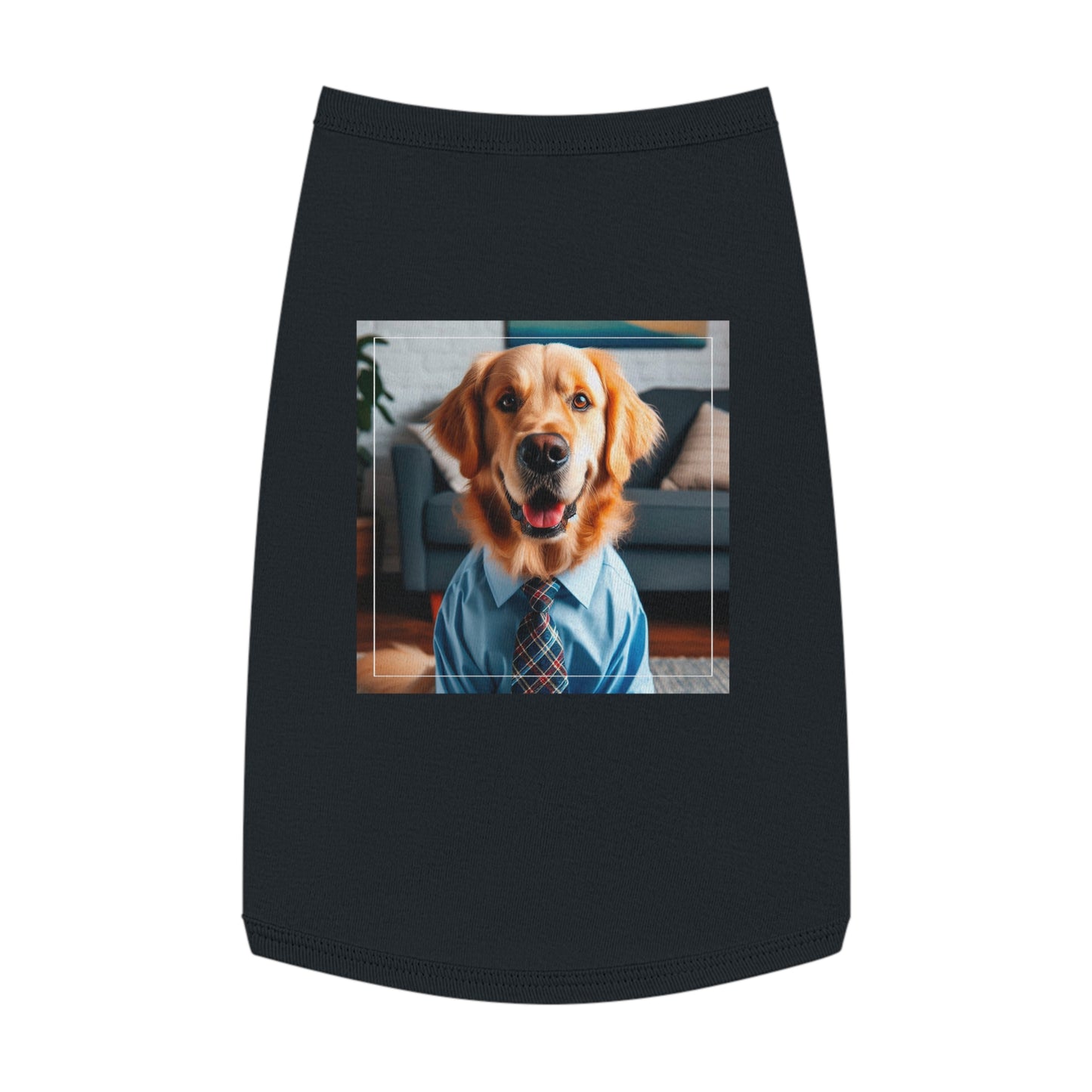 Golden Retriever suit and tie tsnk top Pets Printify L Black