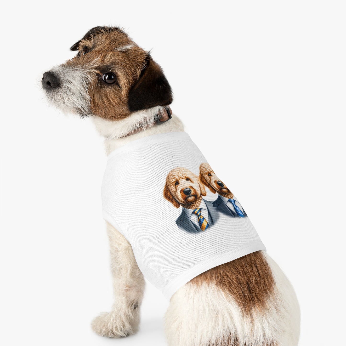 Pet Tank Golden Doodle serious business man r shirt Pets Printify