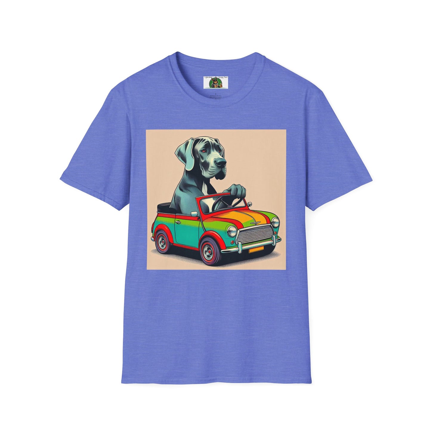 Labrador in a Wacky Little Car T-Shirt Printify Heather Royal S 