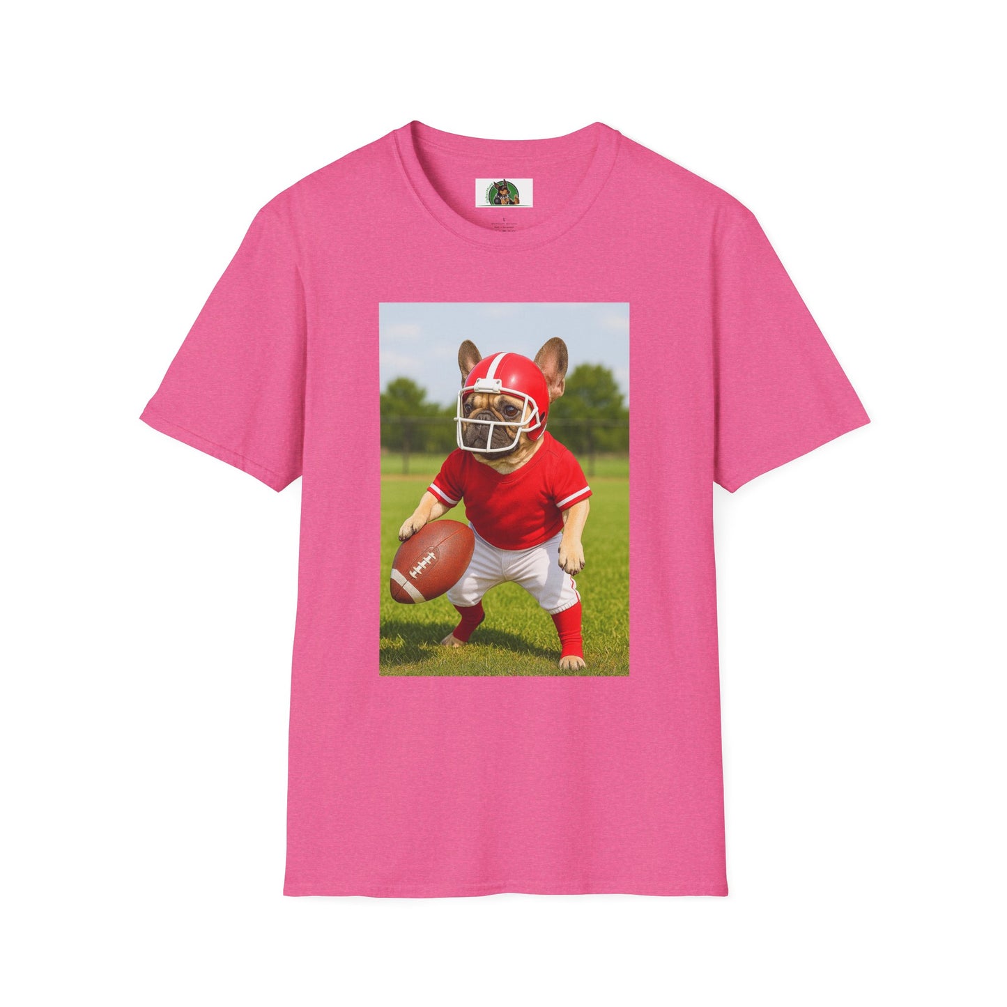 Sports Football French Bulldog T-Shirt T-Shirt Printify Heather Heliconia S