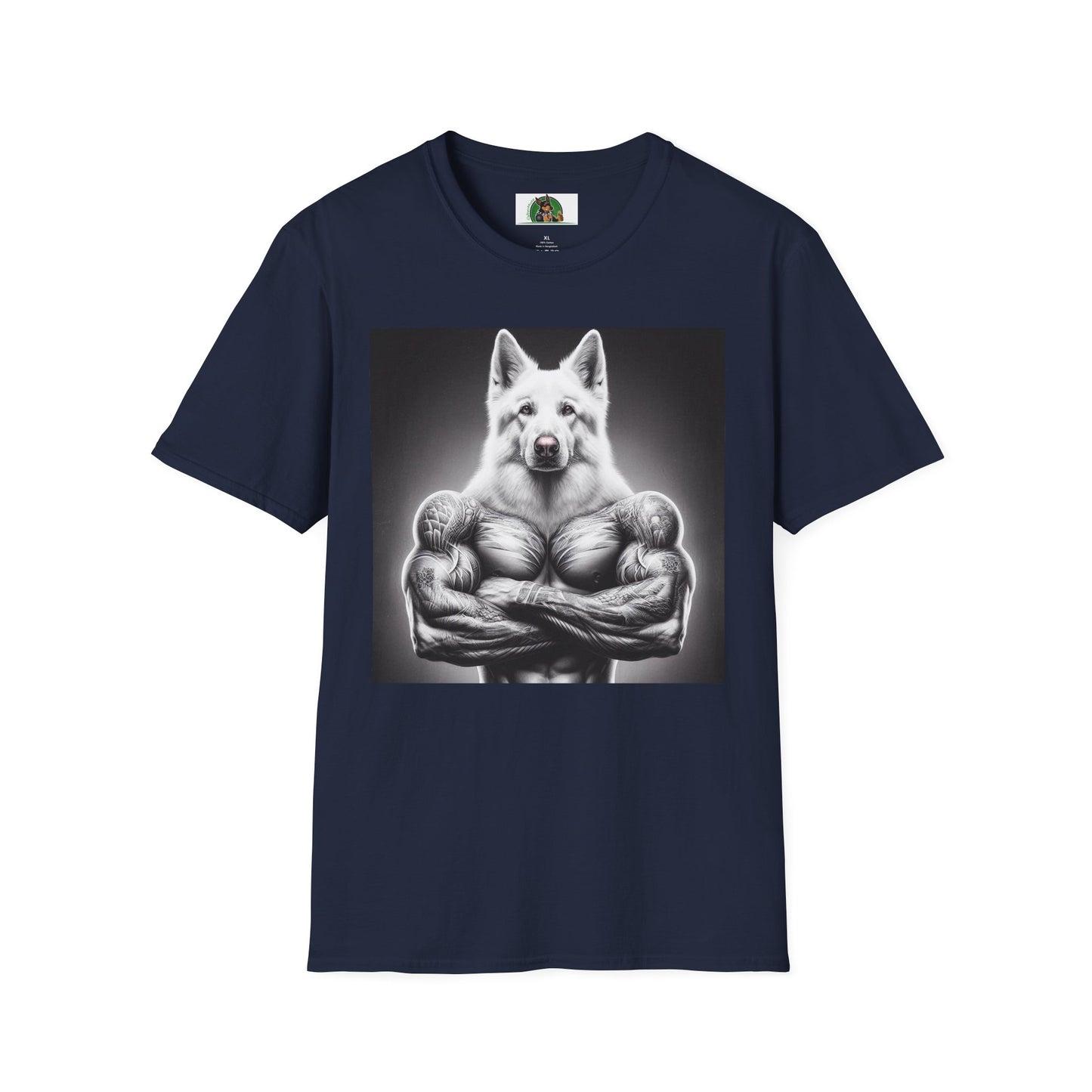 German Shepherd muscle man shirt T-Shirt Printify Navy S