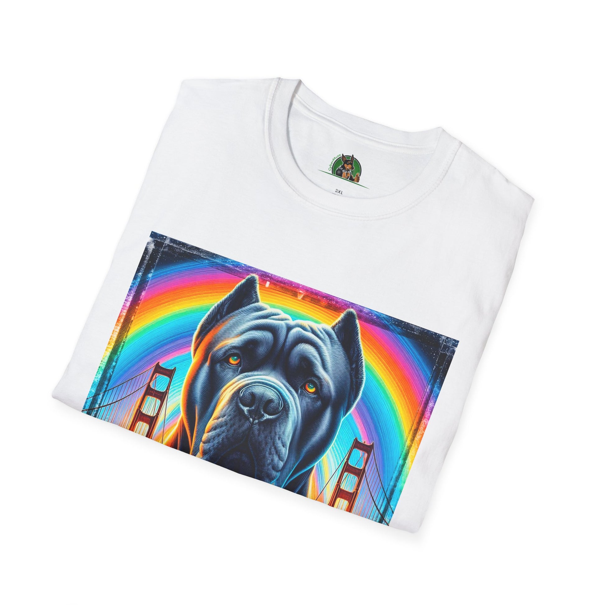 Cane Corso Double Rainbow Bridge TShirt T-Shirt Printify