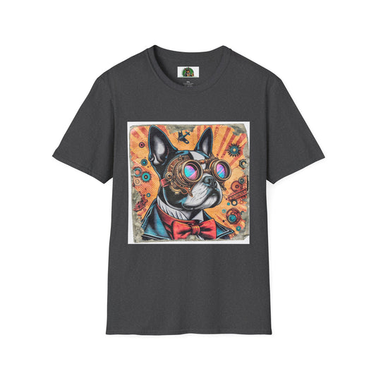 Steampunk Boston Terrier T-Shirt T-Shirt Printify XS Dark Heather