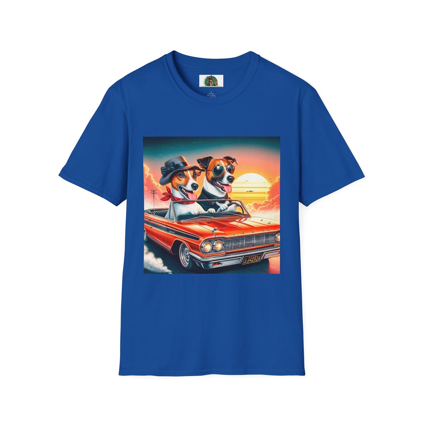 Wacky Jack Russell Couple In Car T-Shirt Printify S Royal