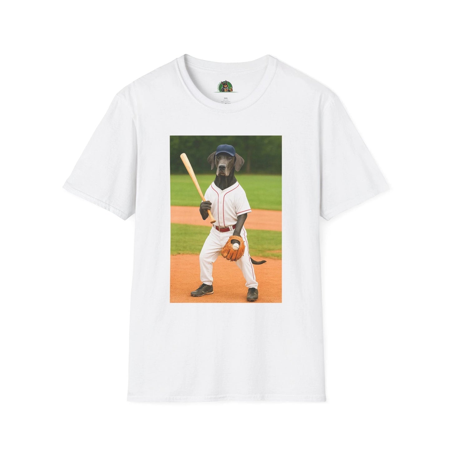 Great Dane Baseball T-Shirt — Sports Dog Tee T-Shirt Printify White S