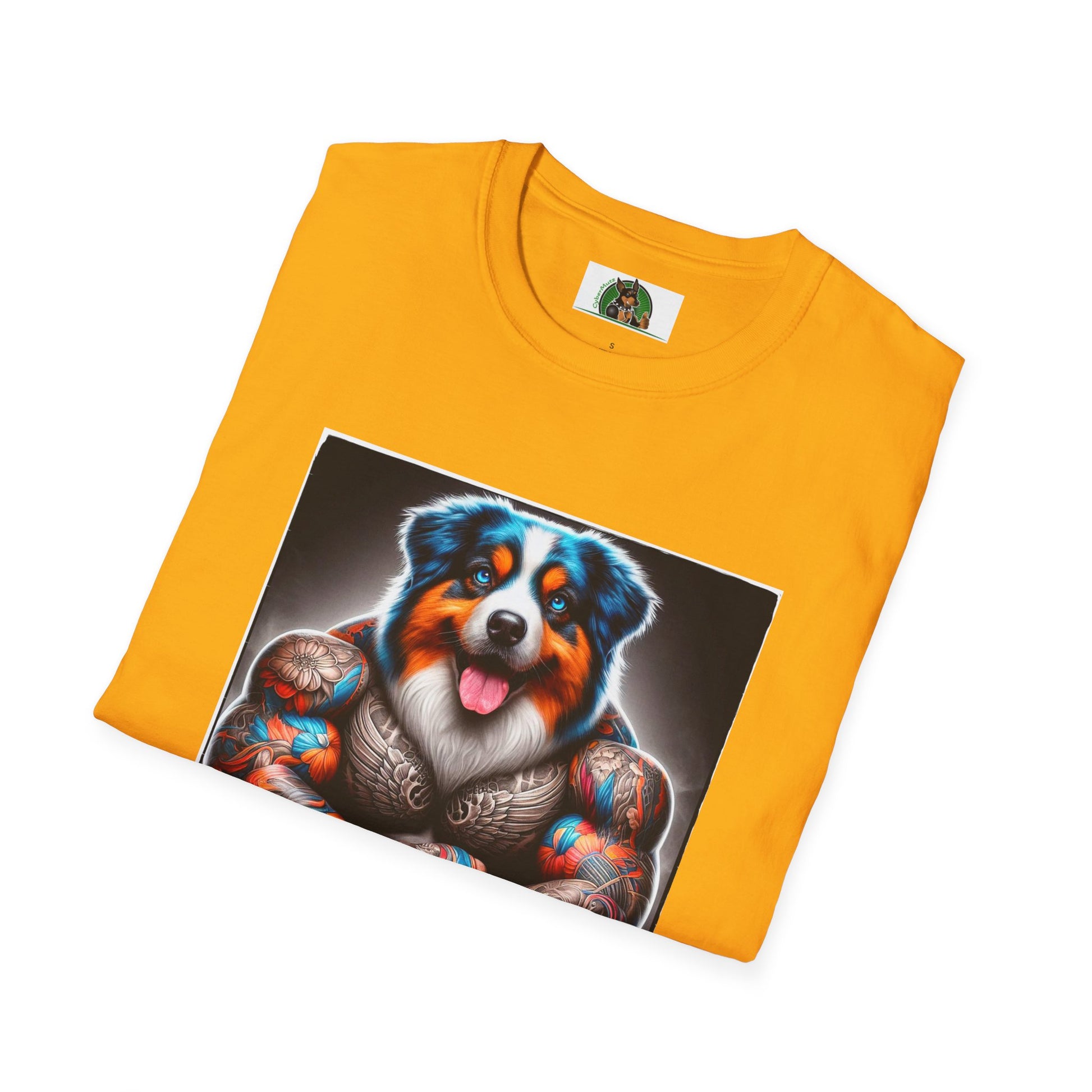 Australian Shepherd Bright Tattoo Buff Dog T-Shirt Printify   