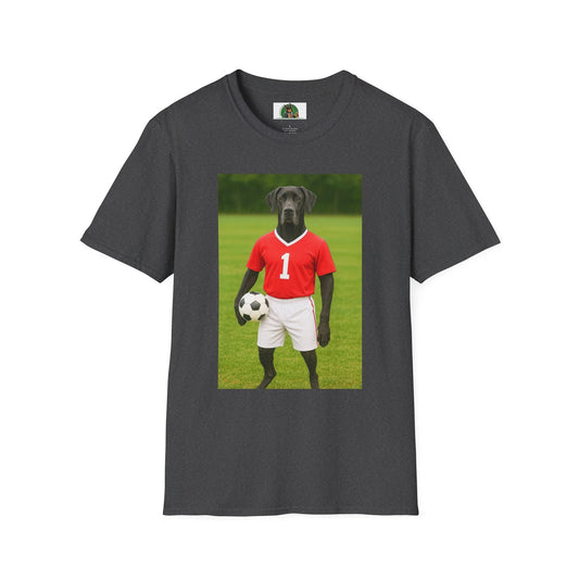 Great Dane Soccer T-Shirt — Sports Dog Tee T-Shirt Printify Dark Heather S
