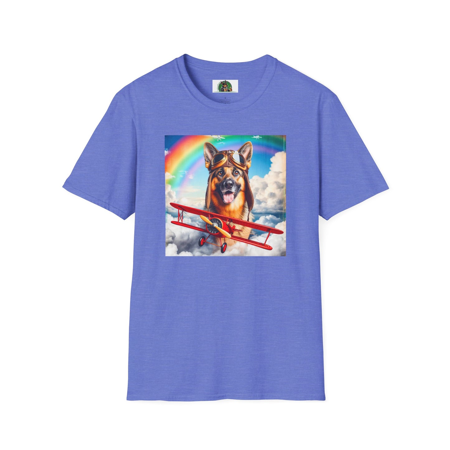 German Shepherd airplane flying T-Shirt Printify Heather Royal S