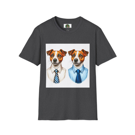 Jack Russell Business Buddies T-Shirt Printify S Dark Heather