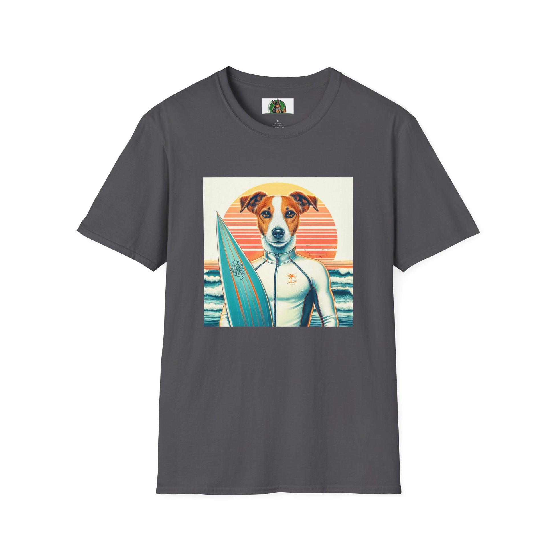 Jack Russell Wet Suit Surfer T-Shirt Printify S Charcoal