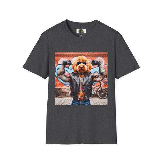 Golden Doodle muscles man t shirt T-Shirt Printify XS Dark Heather