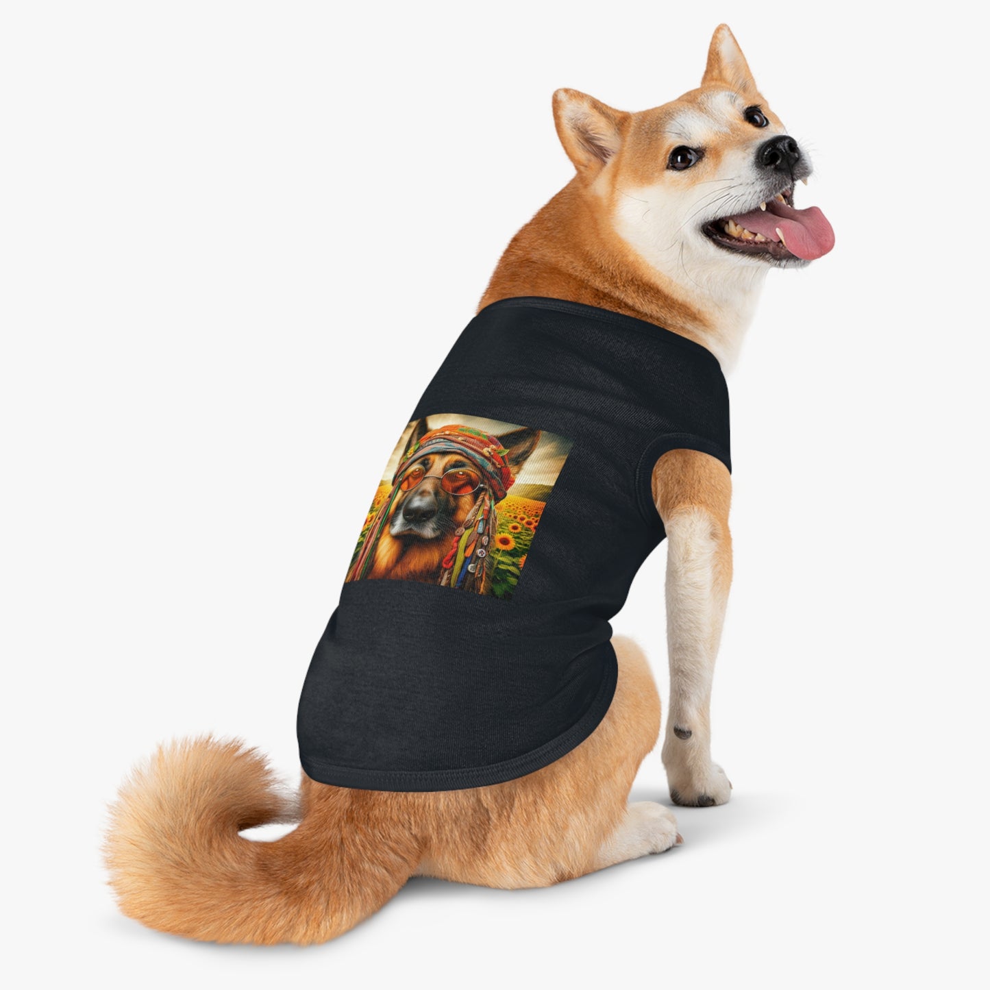 German Shepherd flower hippie