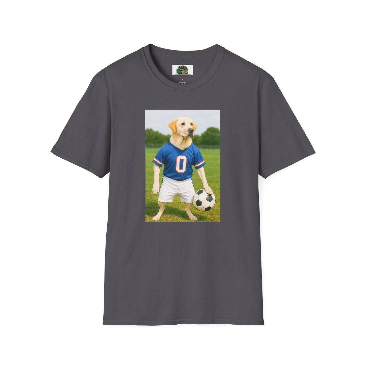 Labrador Retriever Soccer T-Shirt — Dog Lover Sports Tee T-Shirt Printify Charcoal S