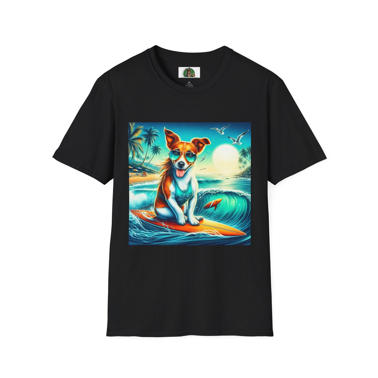 Jack Russell Surfer W/Shades T-Shirt Printify S Black