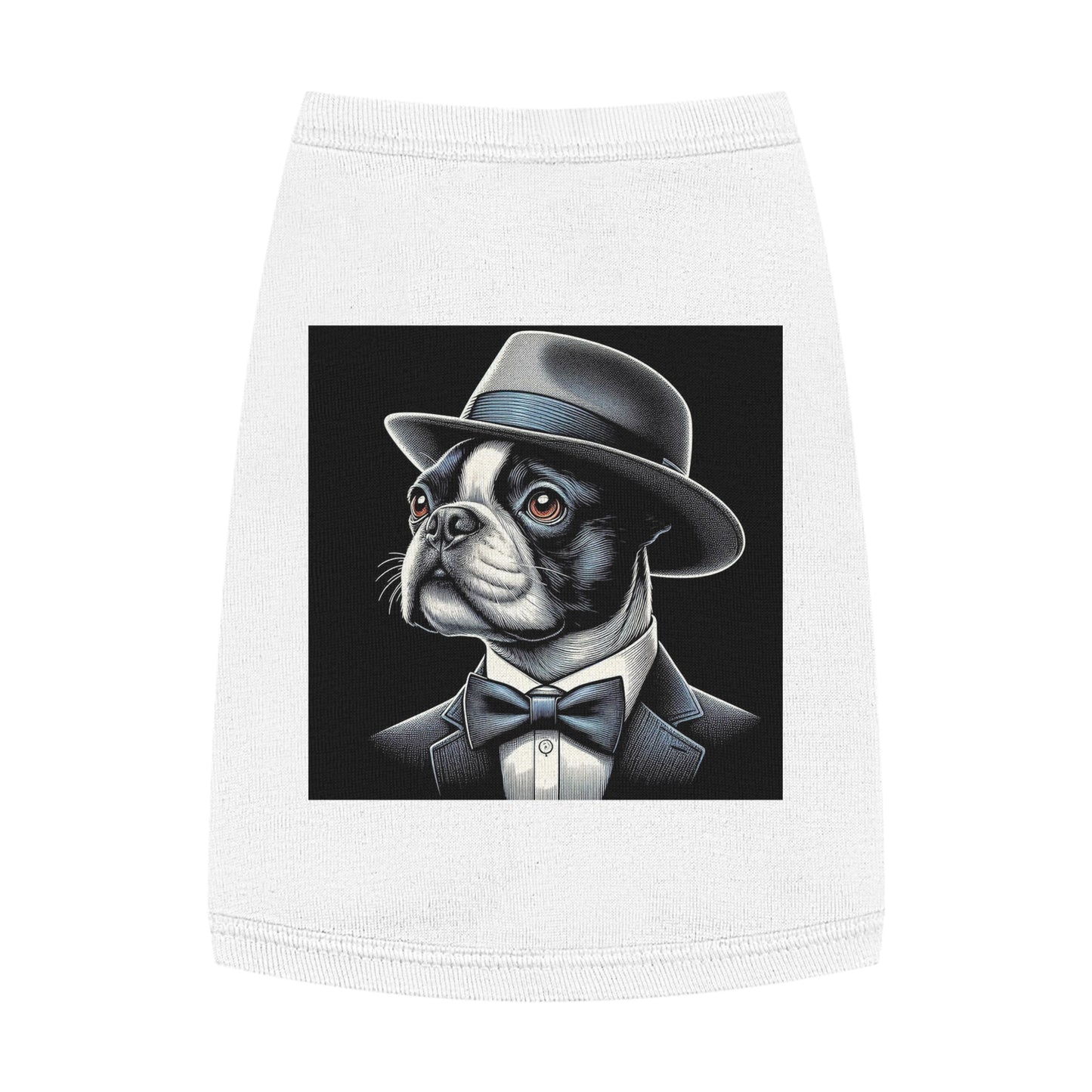 Dog Tank Top Boston Terrier Dog In Top Hat Pets Printify M White 