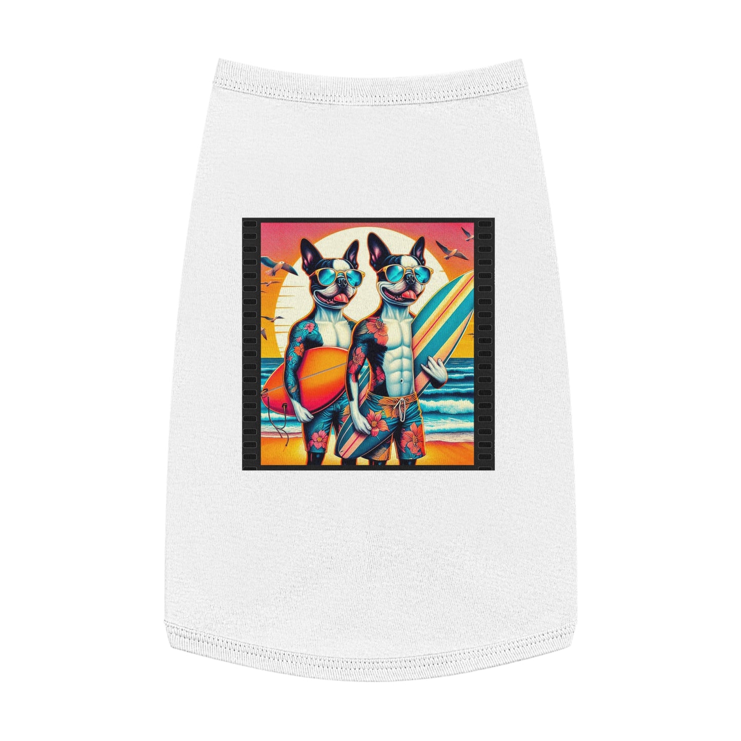 Pet Tank Top Boston Terrier Tattooed Dos Pets Printify L White 