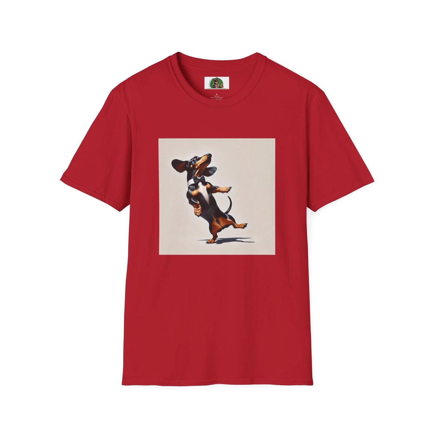 Dachshund Dancing Dog T-Shirt - Fun and Playful Unisex Tee T-Shirt Printify S Cherry Red