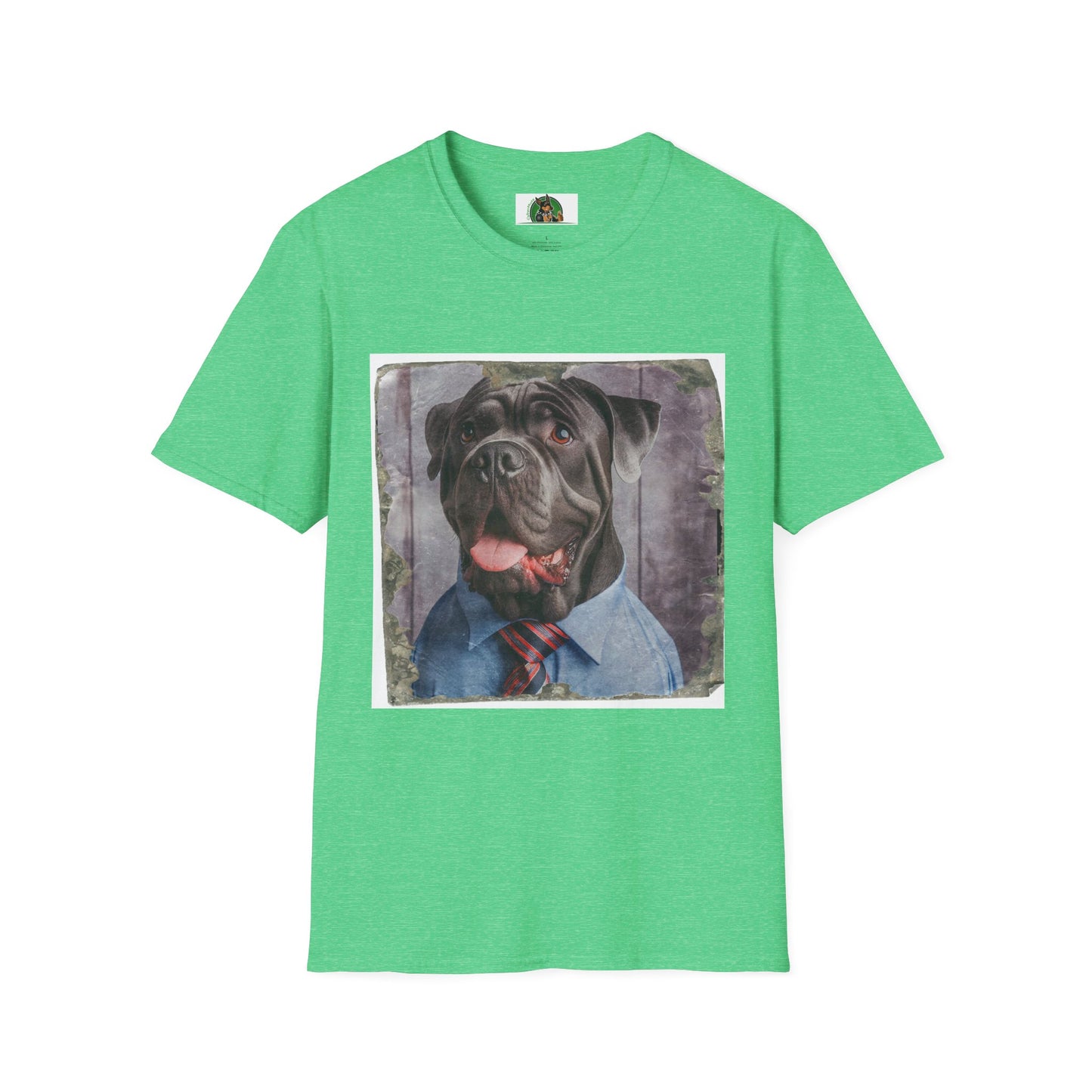 Cane Corso Wearing Suit And Tie TShirt T-Shirt Printify S Heather Irish Green