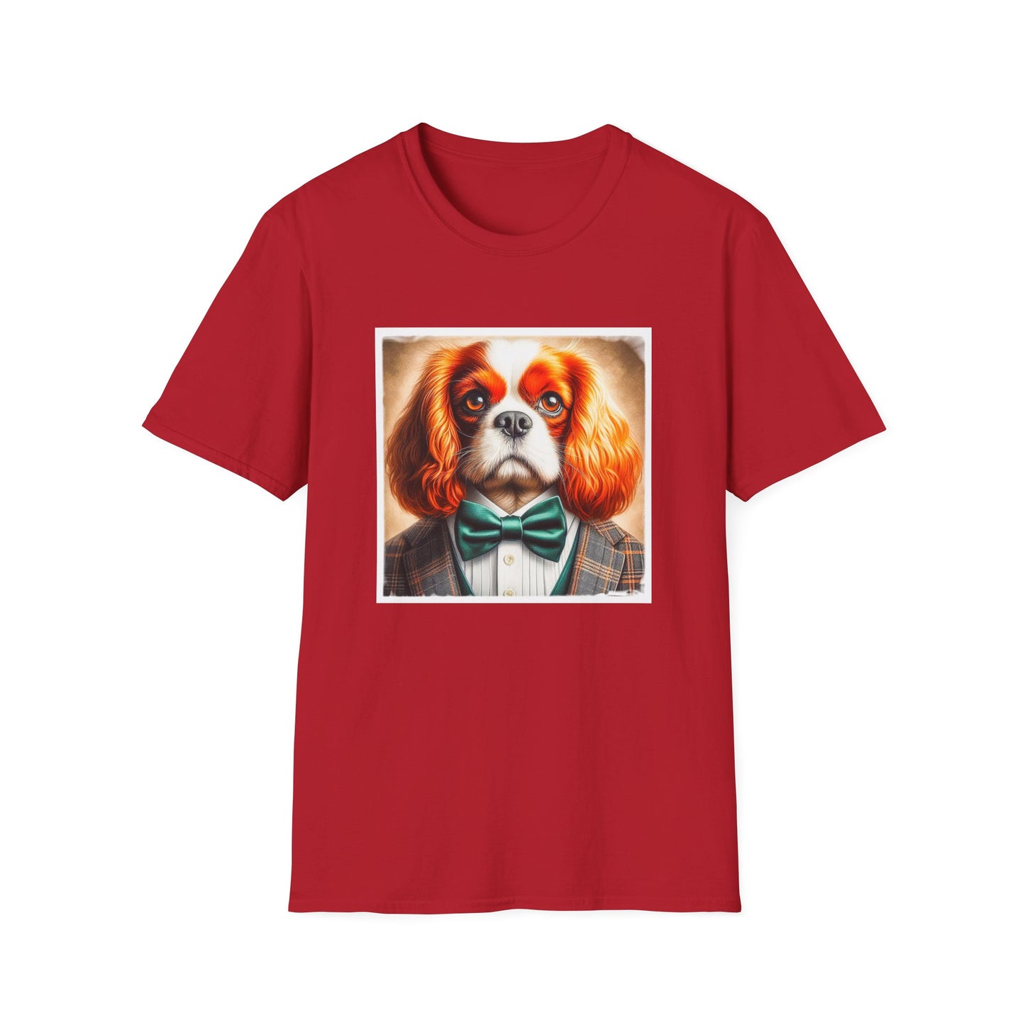 Cavalier King Charles Spaniel Suit and Tie T Shirt T-Shirt Printify S Cherry Red