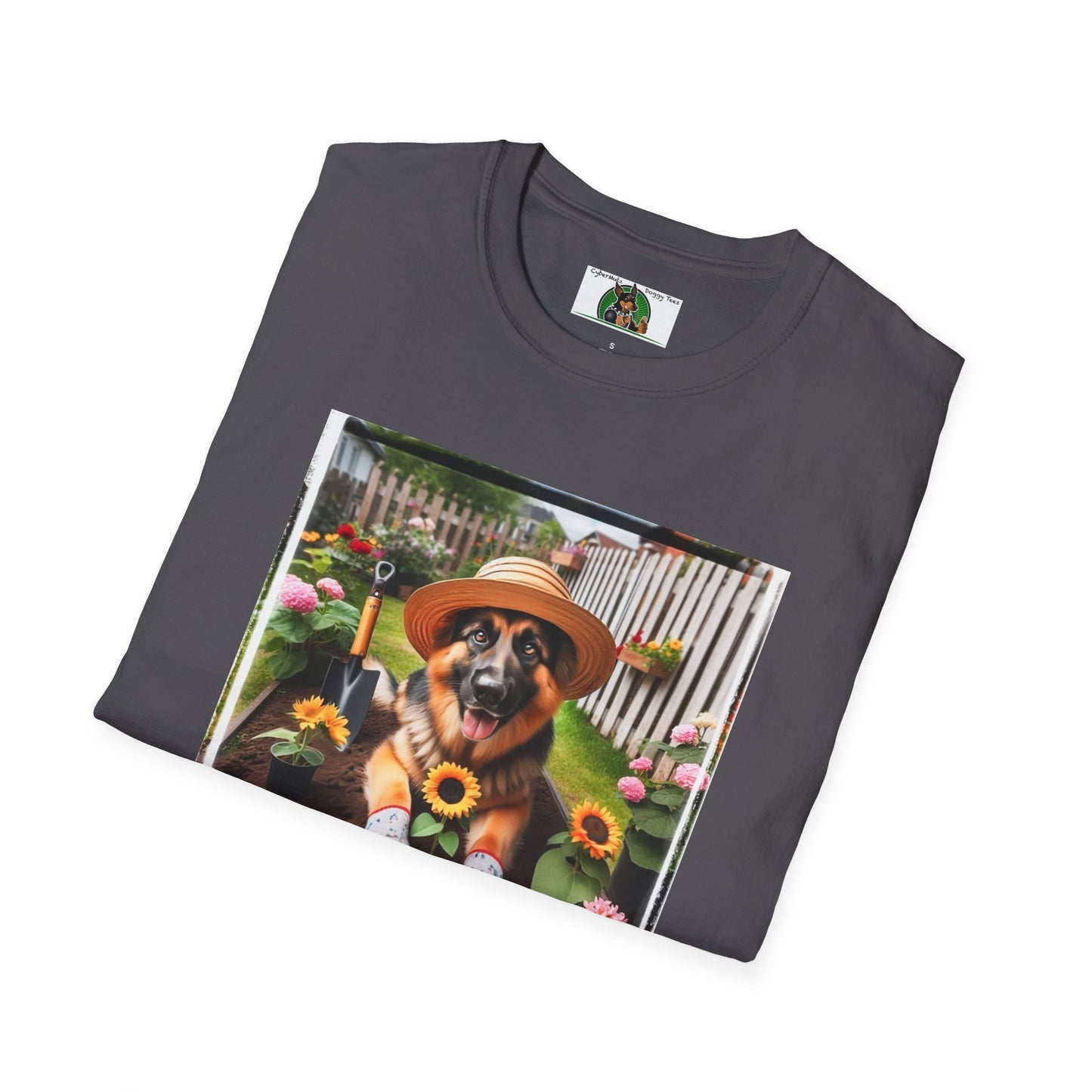German Shepherd Dog Gardener Unisex Softstyle T-Shirt T-Shirt Printify